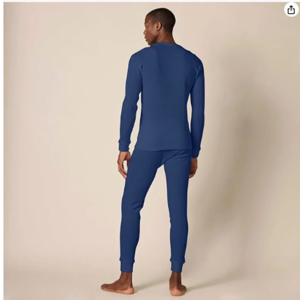 Amazon Essentials Thermal Long Johns Underwear Set for Men-Navy-M